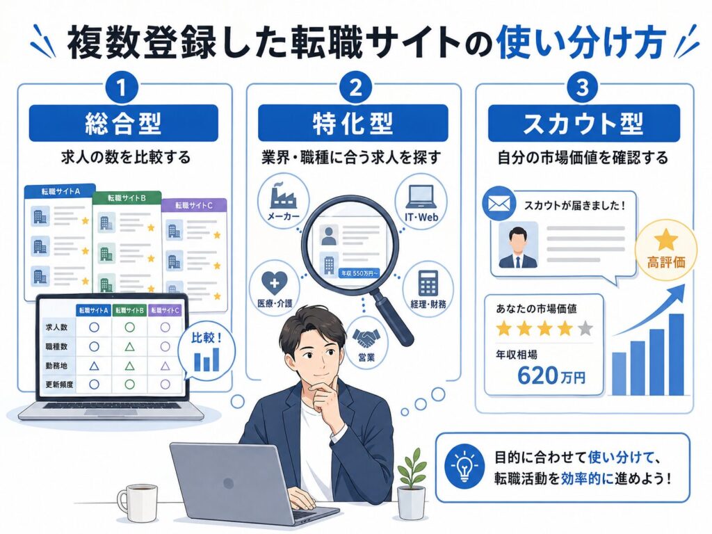複数登録した転職サイトの使い分け方